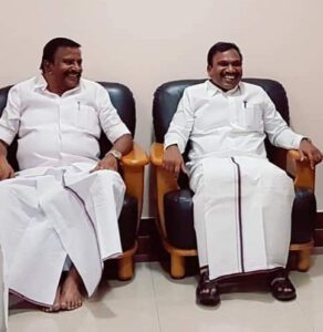 கே.என்.நேருவுடன் ஆ. ராசா